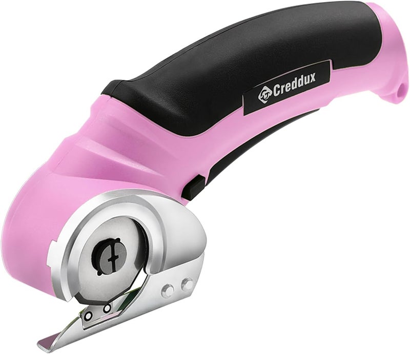Creddux Cordless Electric Scissors, 4.2V Cardboard Cutter Tool for Cardboard Carpet Leather Packages Plastic with Rechargeable Battery Pink - Image 1